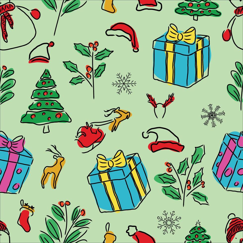 Pattern set collection of hand drawing Christmas decoration vector