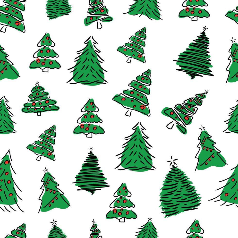 Pattern set collection of hand drawing Christmas tree decoration vector