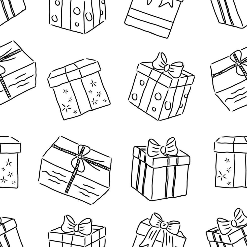 Pattern set collection of hand drawing Christmas giftbox decoration vector