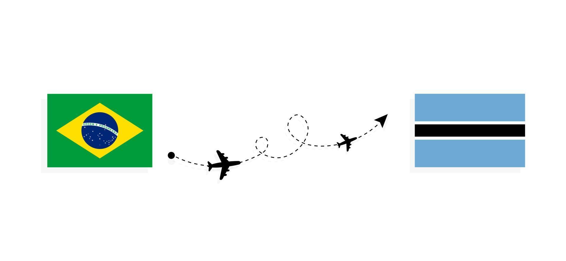 vuelo y viaje desde brasil a botswana en avión de pasajeros concepto de viaje vector