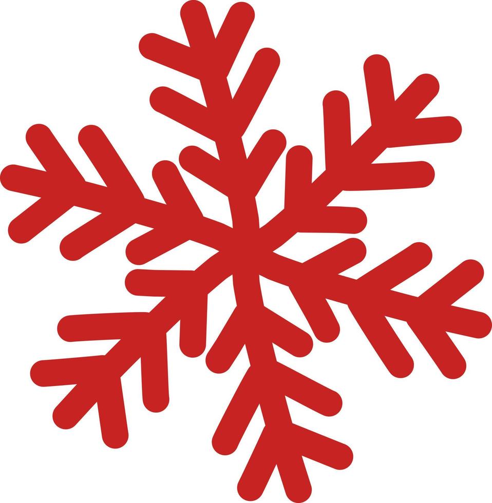Red winter snowflake decor element vector illustration. Red ice ornament. Christmas holiday decorative element