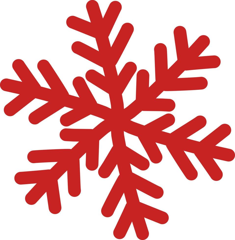 Ilustración de vector de elemento de decoración de copo de nieve de invierno rojo. adorno de hielo rojo. elemento decorativo de vacaciones de navidad