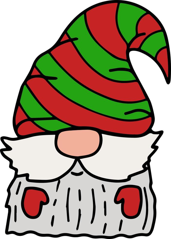 Isolated vector little garden winter holiday fantasy gnomes. Magic dwarf with funny hat. Christmas and new year decoration