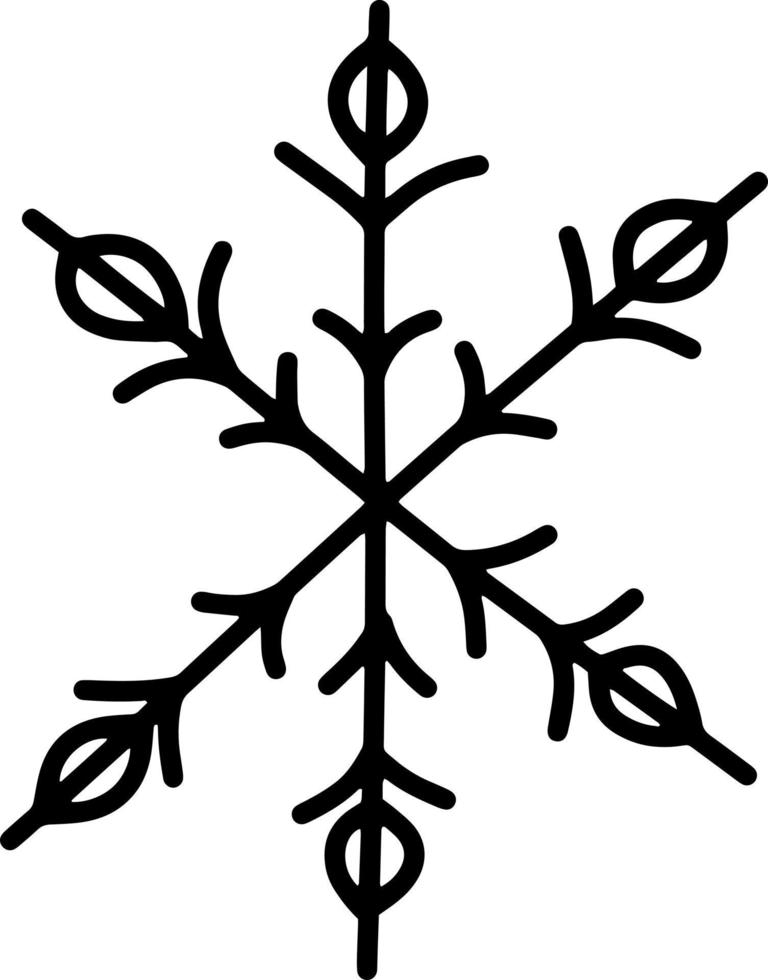 Doodle winter elegant ice crystal snowflake vector illustration. Tradition christmas design element. Unique ornament.