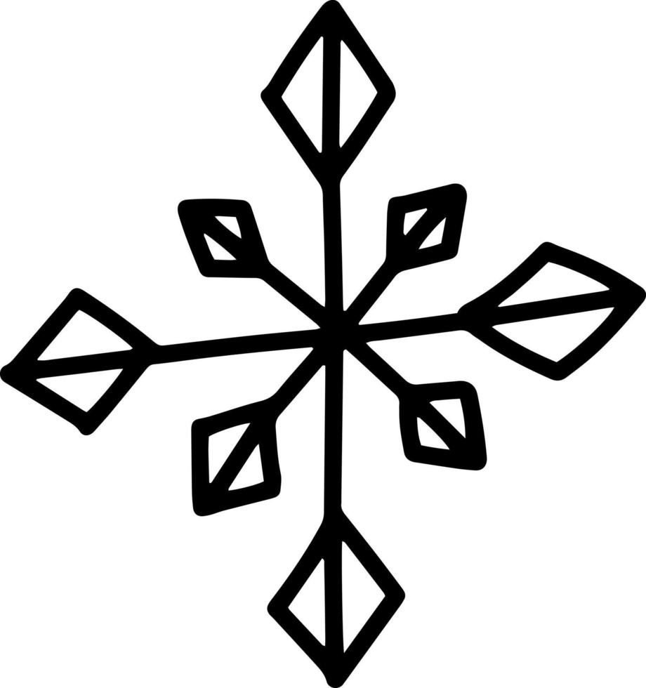 Doodle winter elegant ice crystal snowflake vector illustration. Tradition christmas design element. Unique ornament.