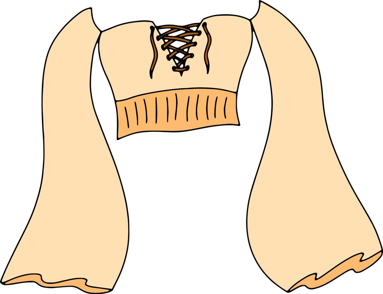 Vector doodle illustration boho female begie stylish blouse. Bohemian fashion woman shirt. Boho style element