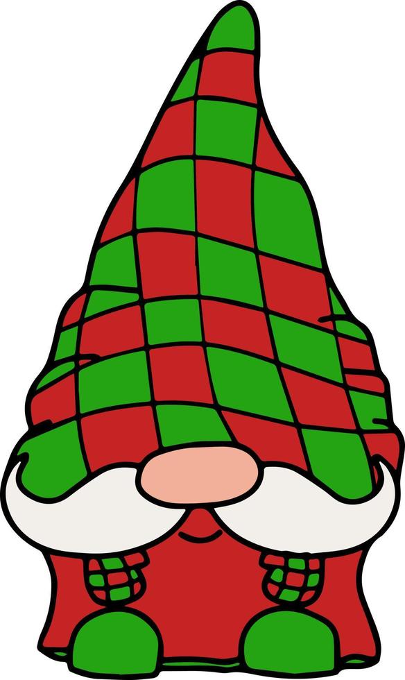 Isolated vector little garden winter holiday fantasy gnomes. Magic dwarf with funny hat. Christmas and new year decoration