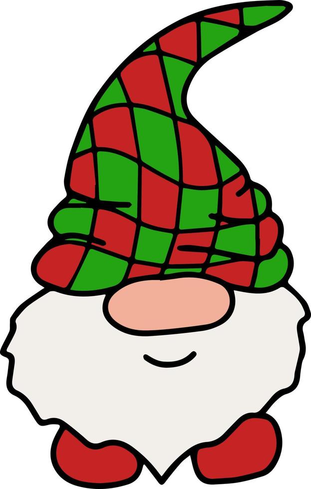 Isolated vector little garden winter holiday fantasy gnomes. Magic dwarf with funny hat. Christmas and new year decoration