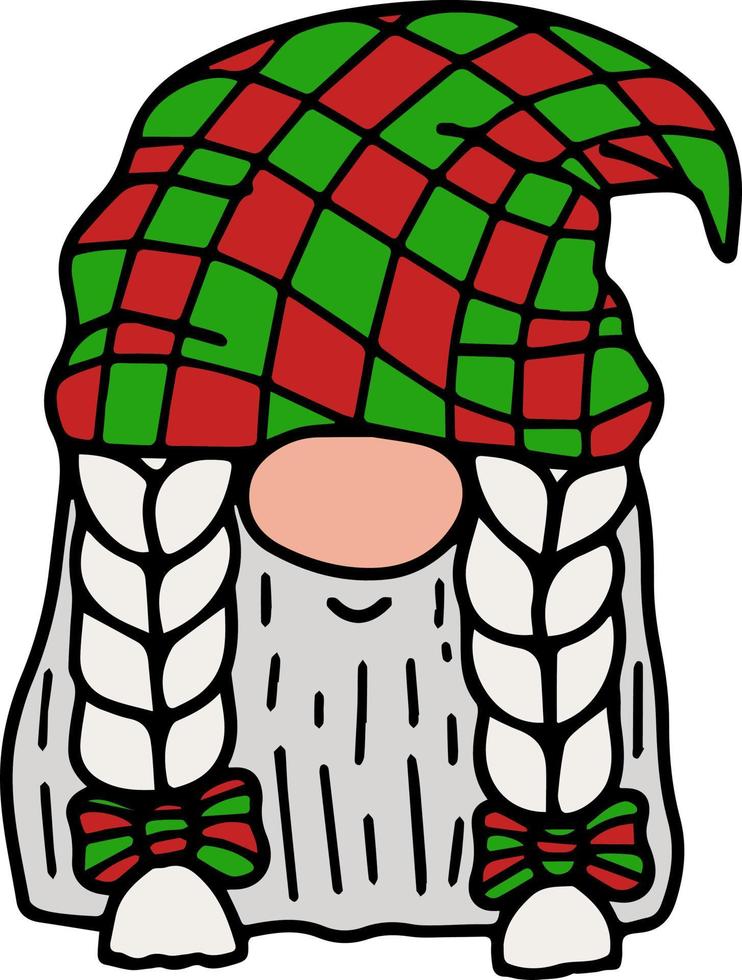 Isolated vector little garden winter holiday fantasy gnomes. Magic dwarf with funny hat. Christmas and new year decoration