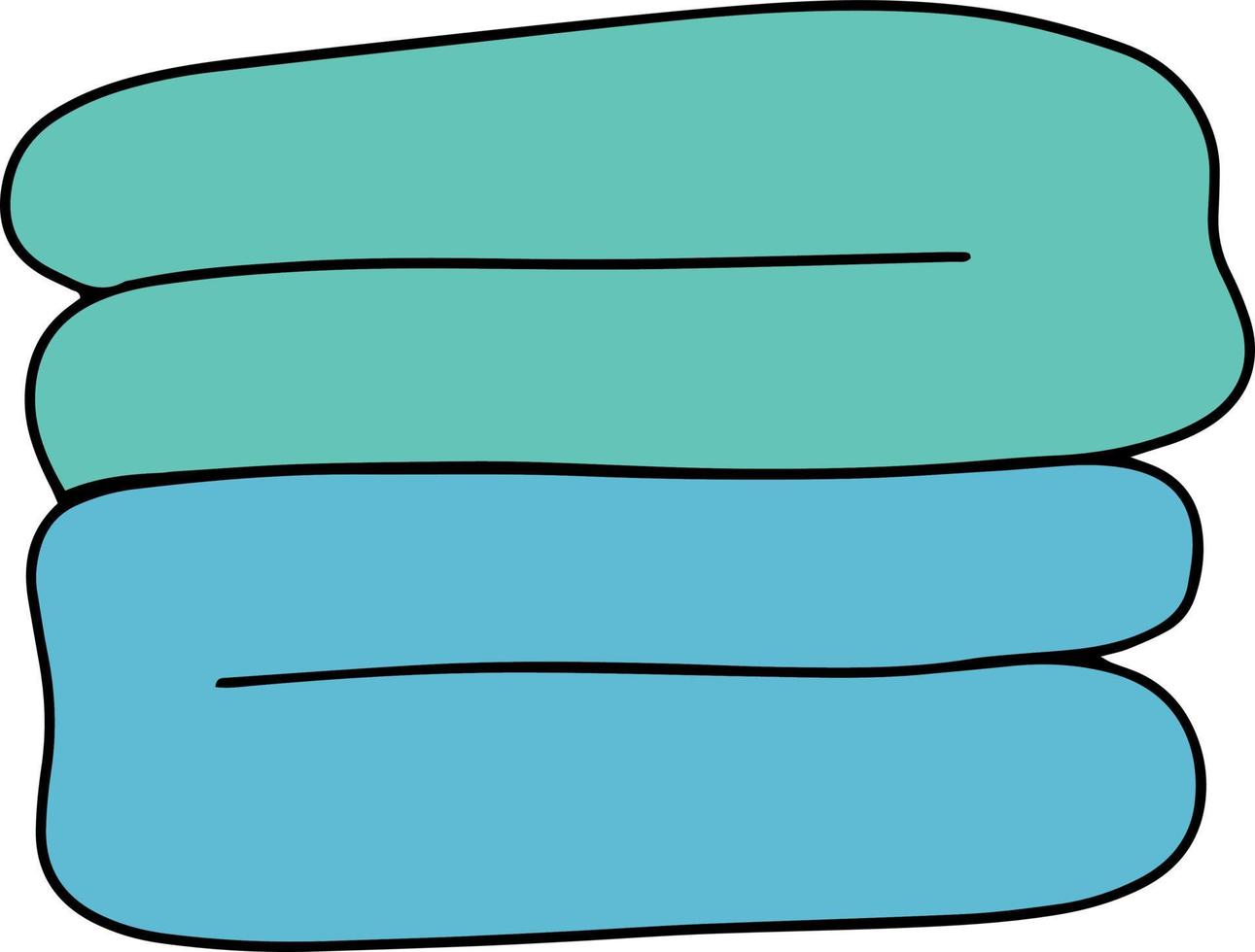 Vector doodle illustration green and blue folded clothers. Laundry staff. Clear clothers