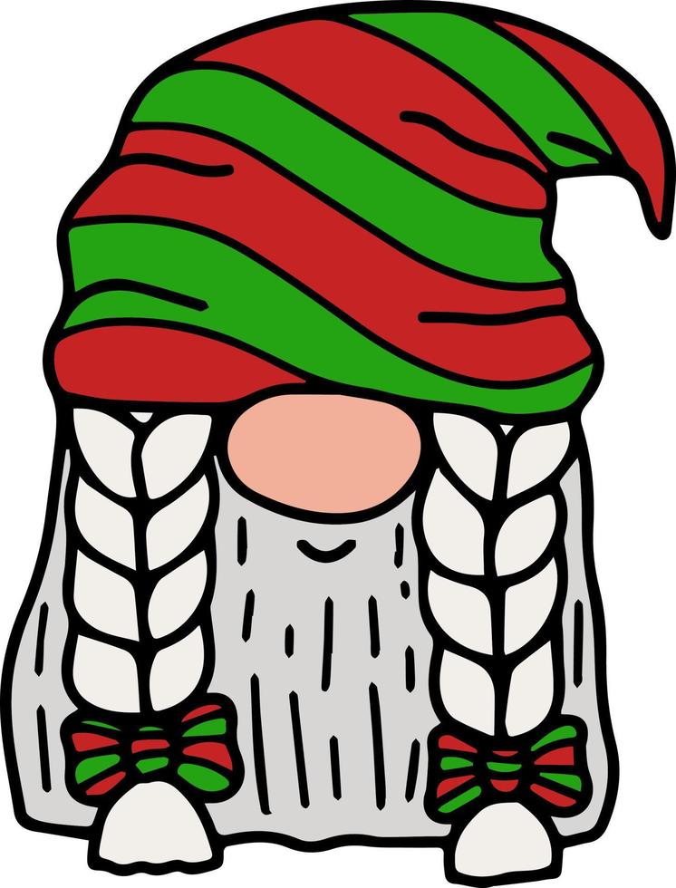 Isolated vector little garden winter holiday fantasy gnomes. Magic dwarf with funny hat. Christmas and new year decoration