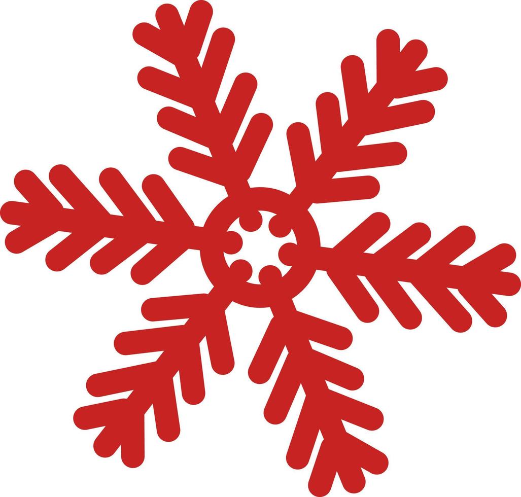 Red winter snowflake decor element vector illustration. Red ice ornament. Christmas holiday decorative element