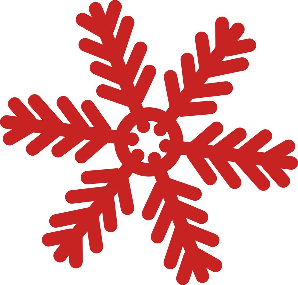 Ilustración de vector de elemento de decoración de copo de nieve de invierno rojo. adorno de hielo rojo. elemento decorativo de vacaciones de navidad