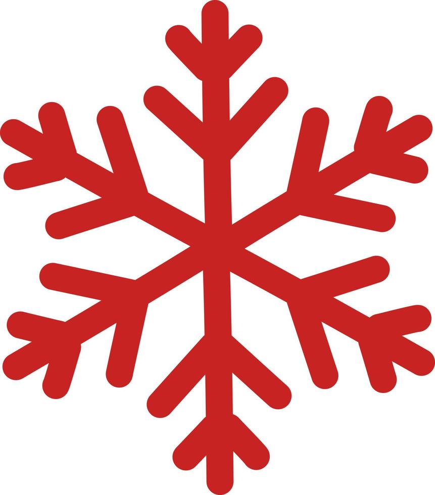 Ilustración de vector de elemento de decoración de copo de nieve de invierno rojo. adorno de hielo rojo. elemento decorativo de vacaciones de navidad