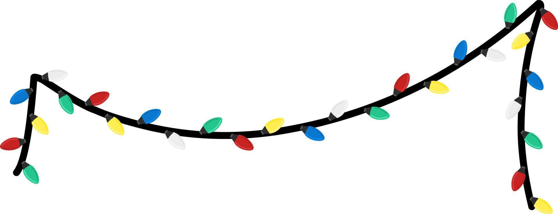 Holiday colorful shining garland decoration vector illustration. Traditional christmas lights for house decorations.