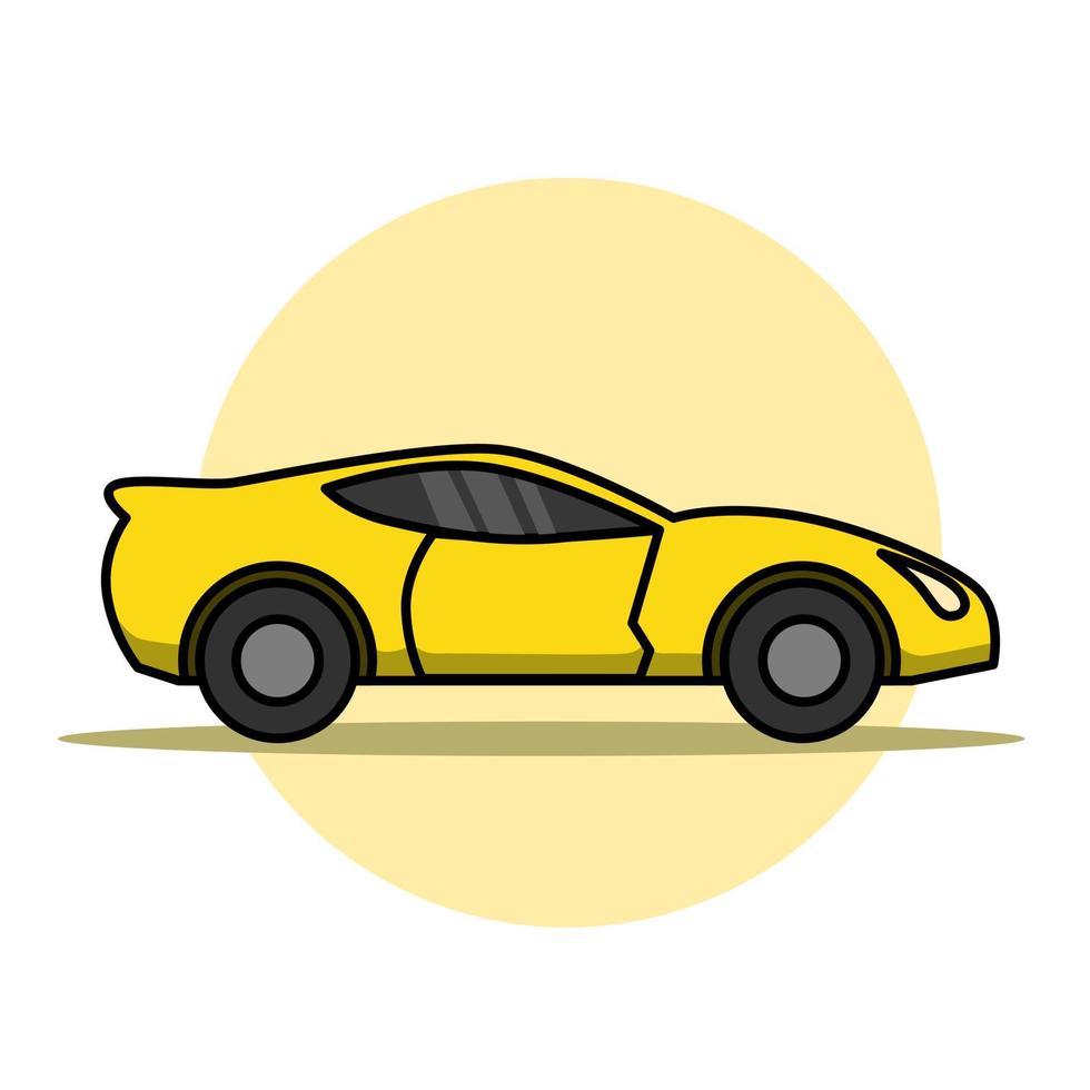 diseño amarillo del ejemplo del coche de los deportes de la historieta de la vista lateral. vector