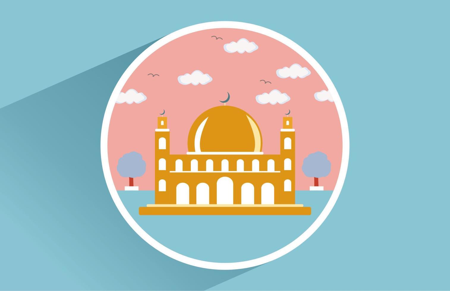 Ilustración de vector de mezquita de decoración, perfecta para fondo de ramadan kareem, papel tapiz y tarjeta de celebración.