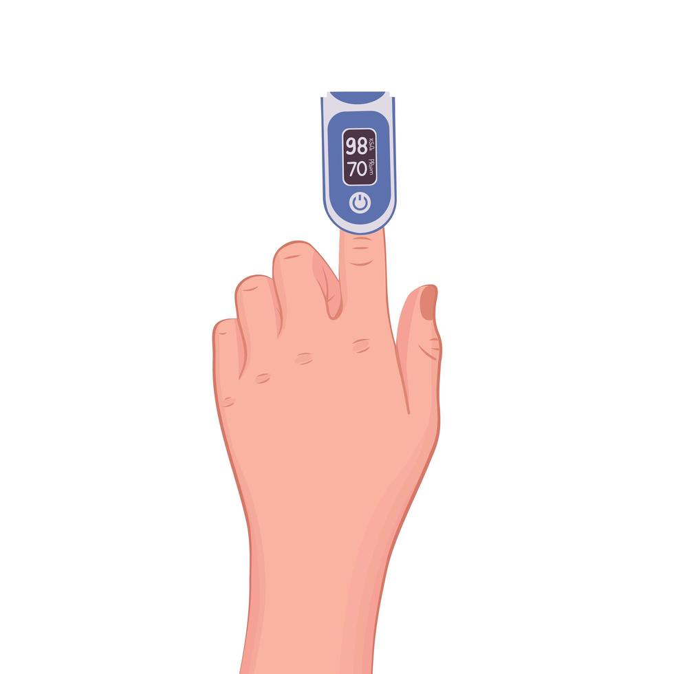 Oxygen level. Pulse oximeter icon. Illustration for printing, backgrounds, covers, packaging, greeting cards, posters, stickers, textile, seasonal design. Isolated on white background. vector