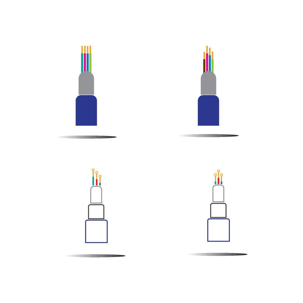 Plantilla de diseño de ilustración de icono de vector de cable de fibra óptica