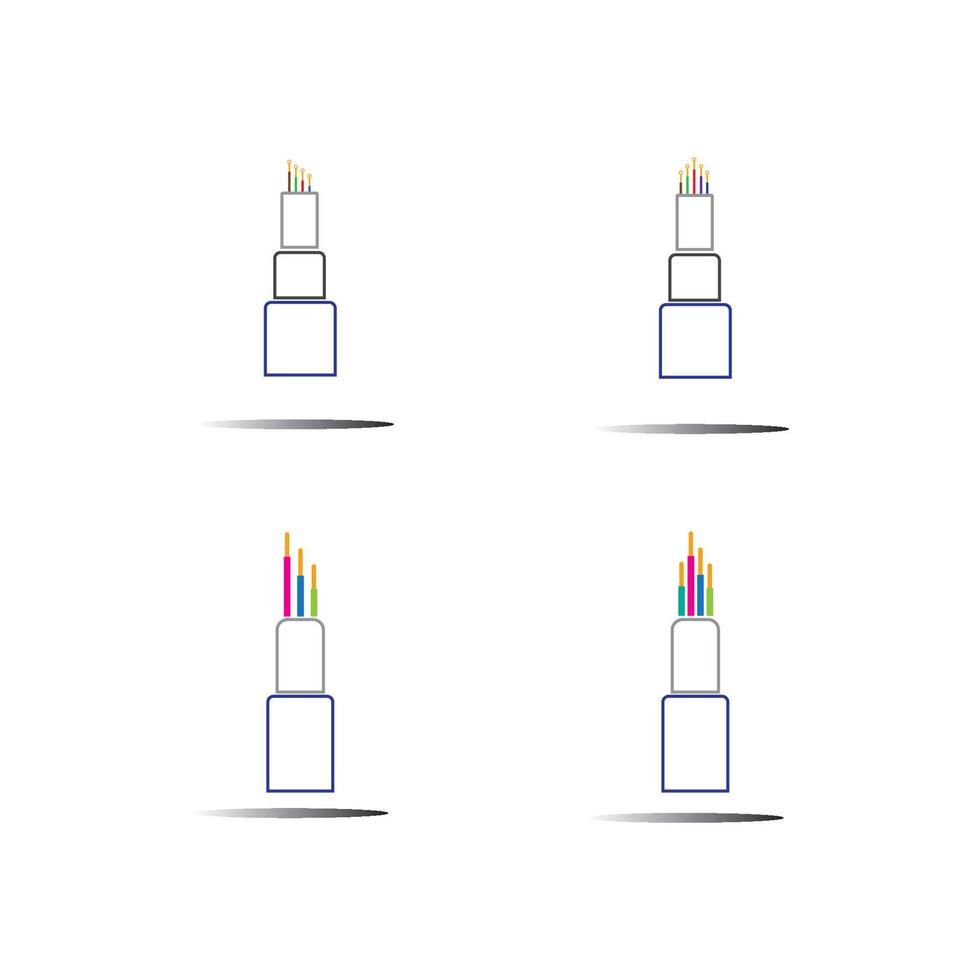 Plantilla de diseño de ilustración de icono de vector de cable de fibra óptica