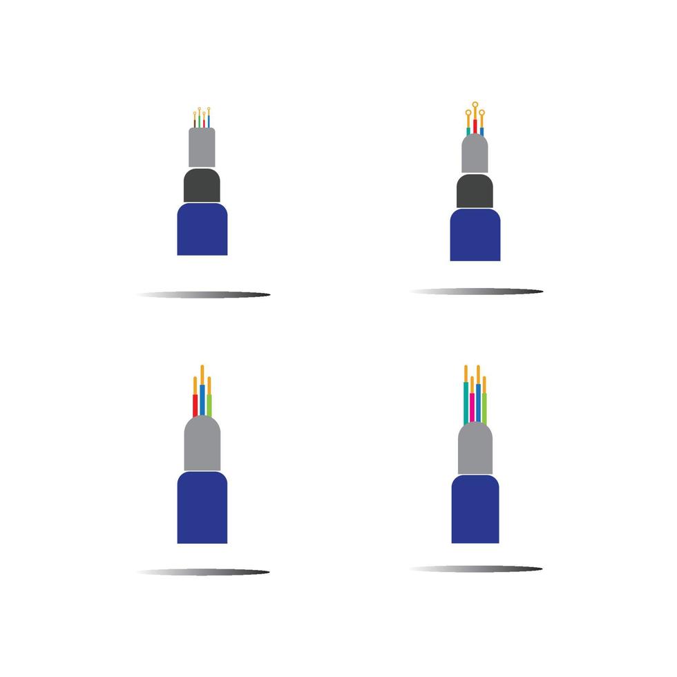 Plantilla de diseño de ilustración de icono de vector de cable de fibra óptica