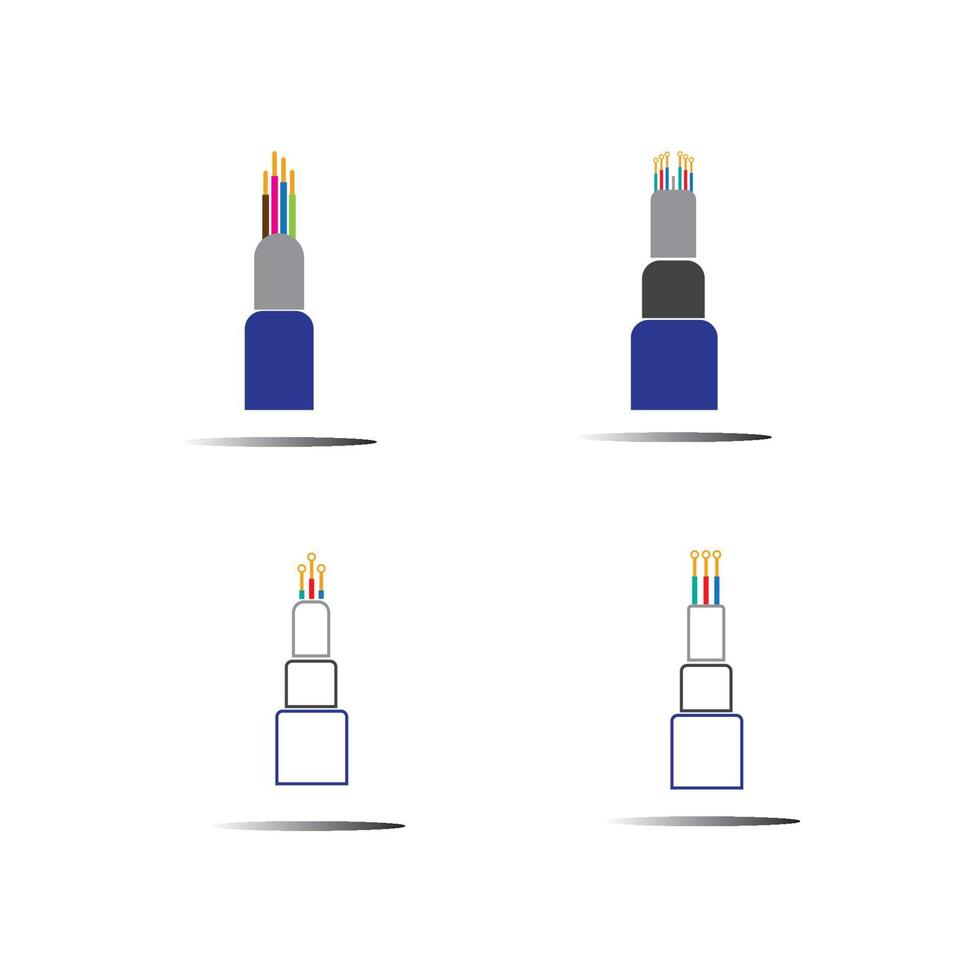 Plantilla de diseño de ilustración de icono de vector de cable de fibra óptica