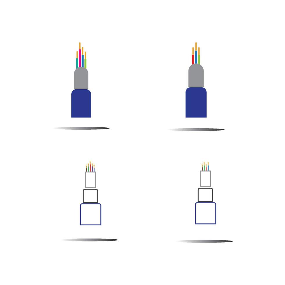 Plantilla de diseño de ilustración de icono de vector de cable de fibra óptica