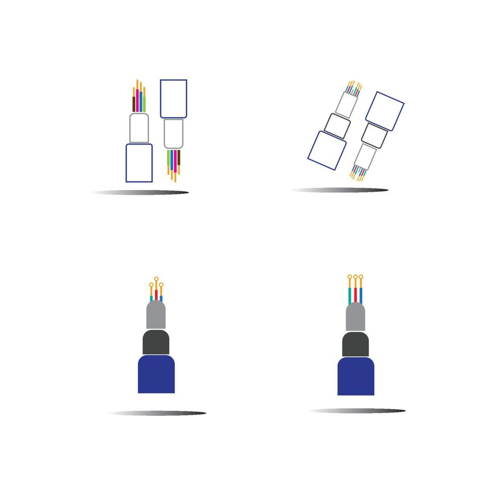 Plantilla de diseño de ilustración de icono de vector de cable de fibra óptica