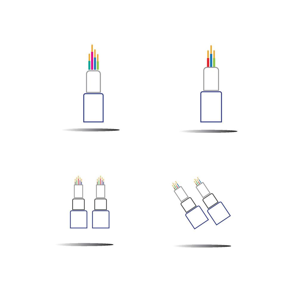 Plantilla de diseño de ilustración de icono de vector de cable de fibra óptica