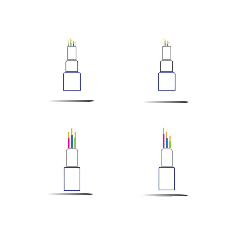 Plantilla de diseño de ilustración de icono de vector de cable de fibra óptica