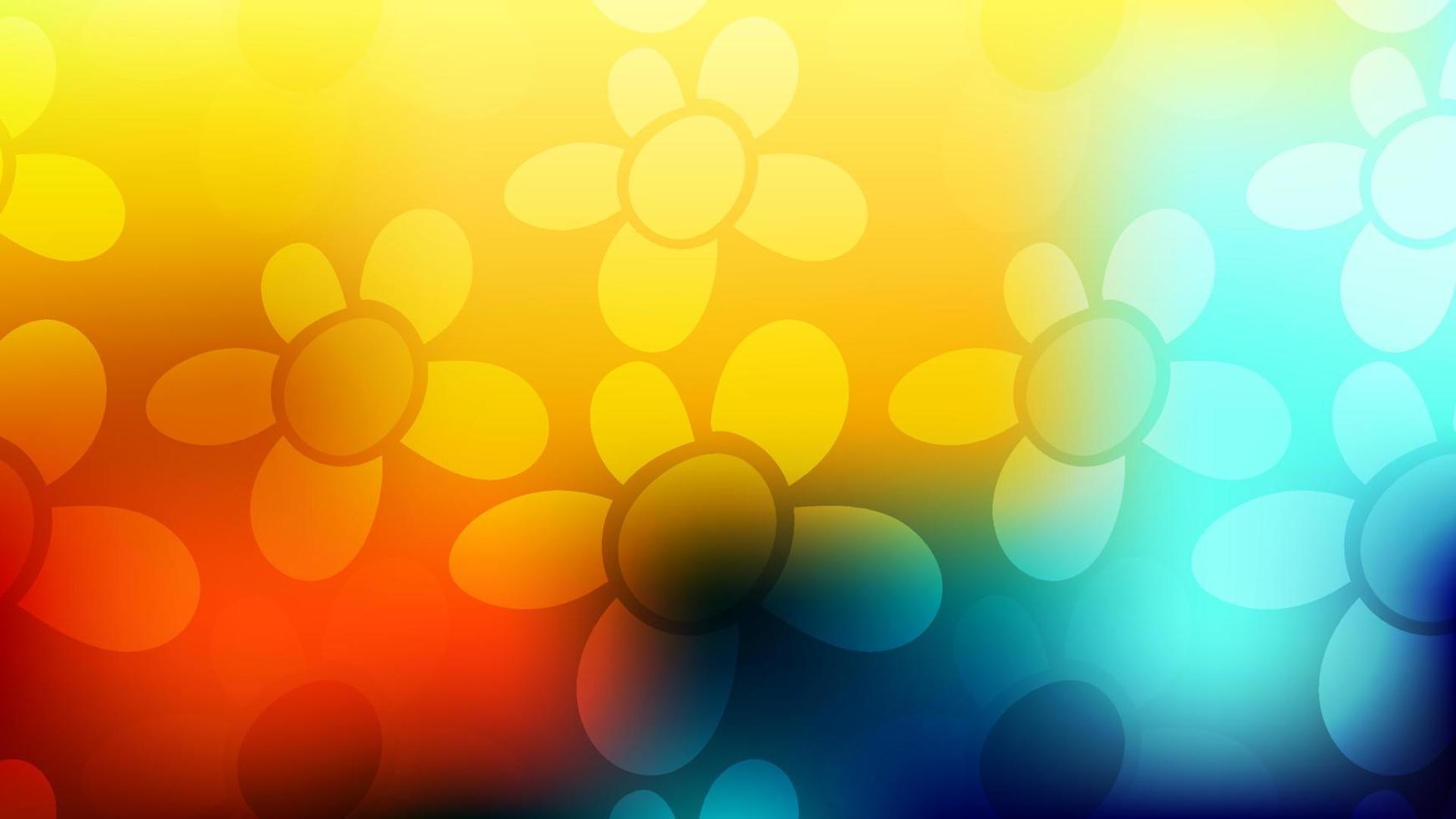 Colorful modern blurred gradient card with flowers. Business poster, background. vector