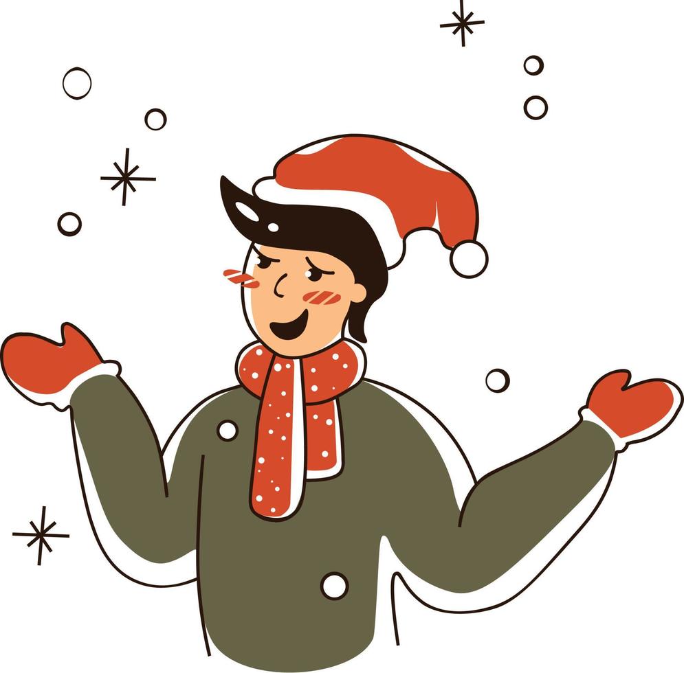 6-The guy is excited about the snow vector