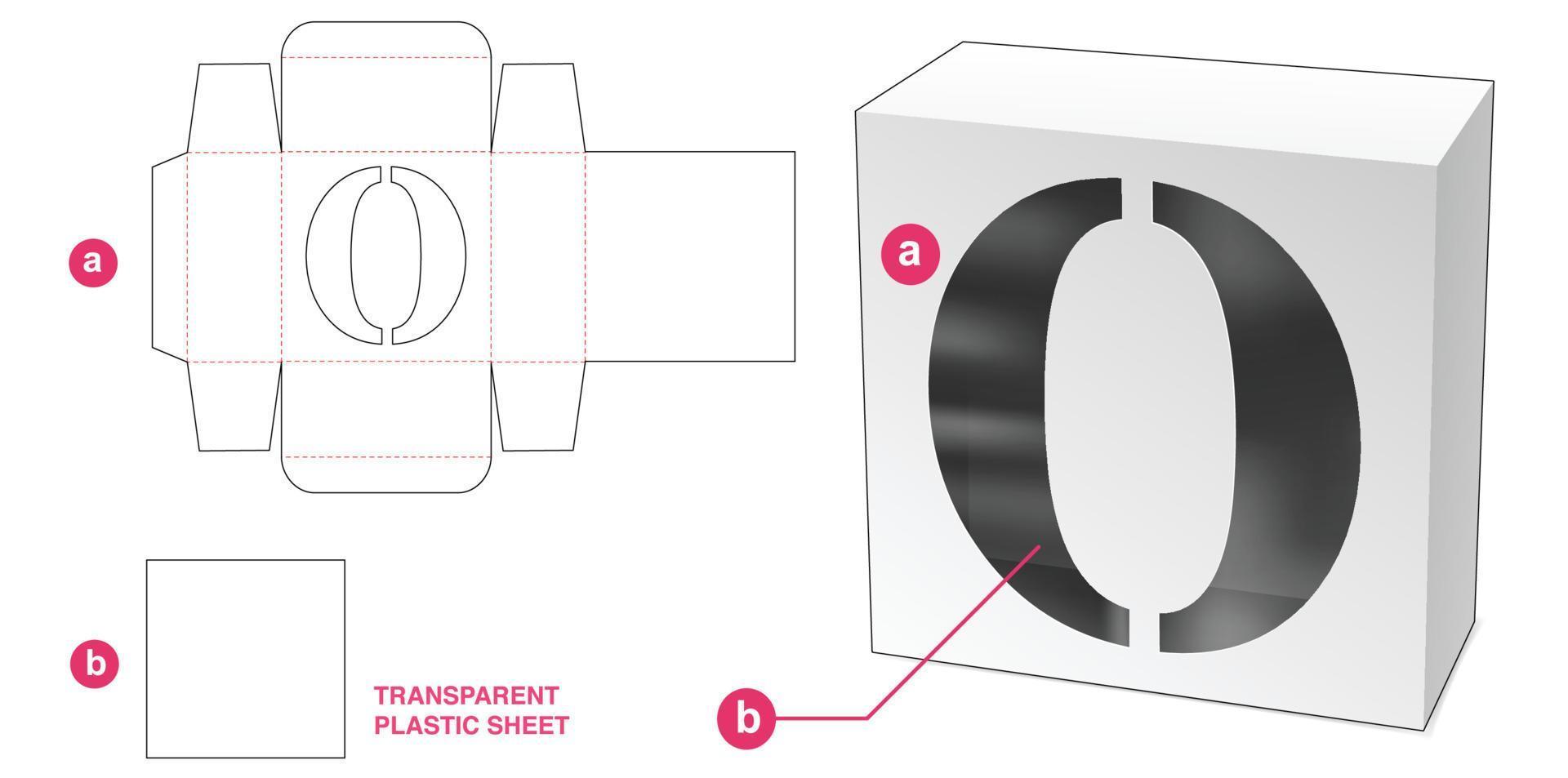 Box with stenciled O alphabet window die cut template vector