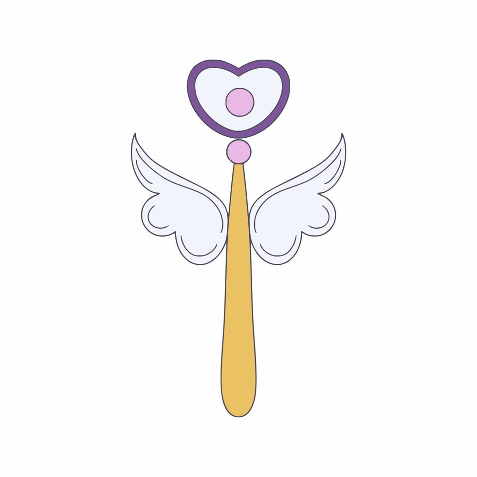 A magic wand for a princess. An illustration for a girl. Vector drawing by hand.