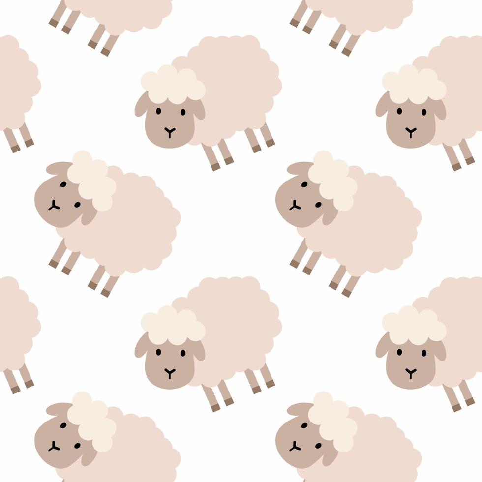 Seamless wallpaper with cute sheep. A pattern with sheep for printing on fabric and sewing children's clothing. vector