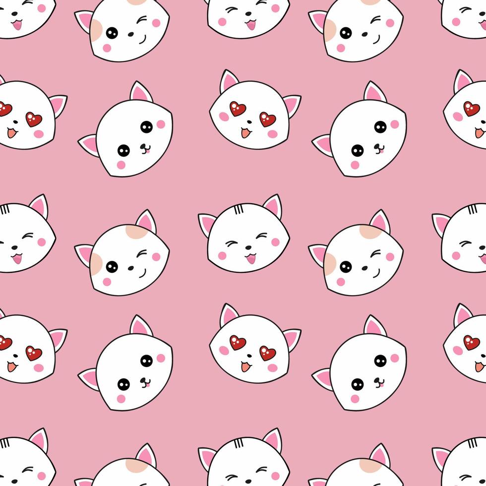 Seamless pattern with cute kittens in cartoon style. Wallpaper for sewing clothes and printing on fabric. Children's background for wrapping paper vector