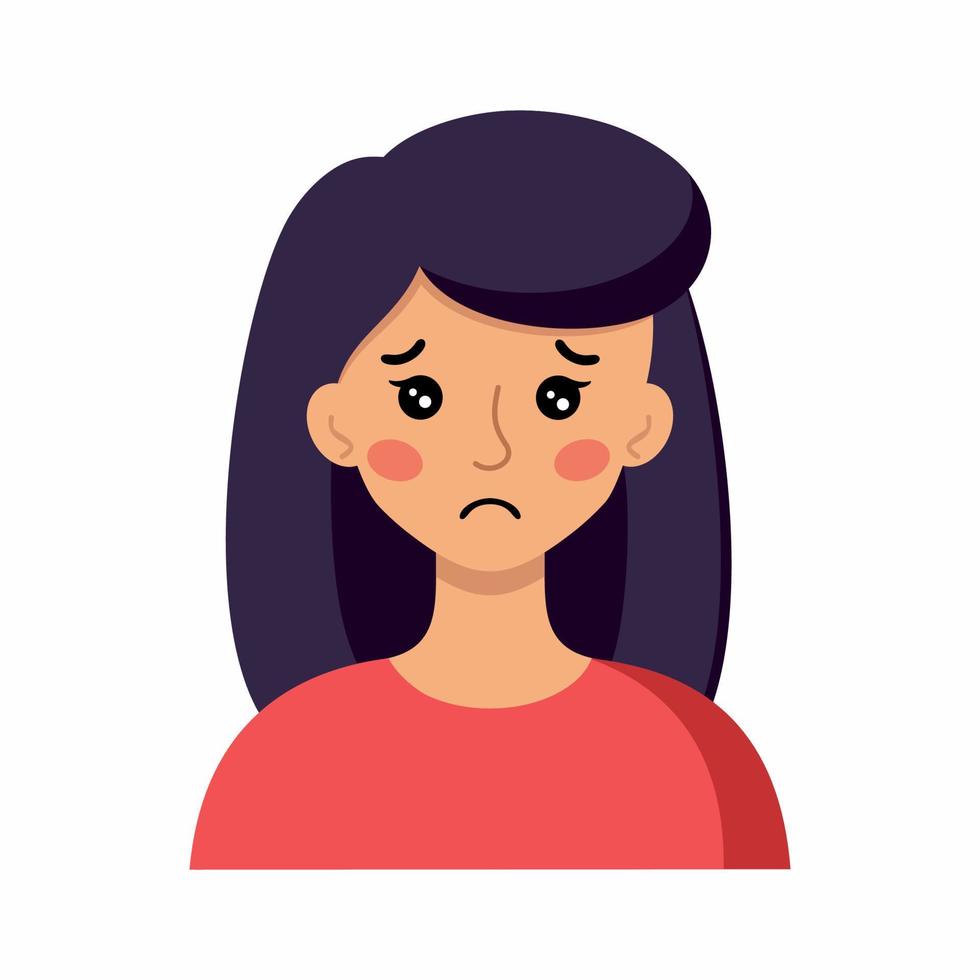 A beautiful girl with a sad smile. A woman's face for an avatar vector