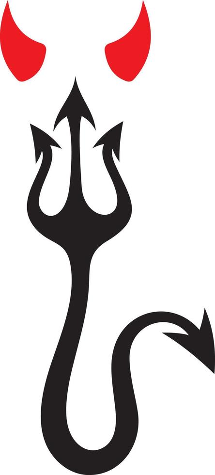 Pitchfork with devil horns and tail vector