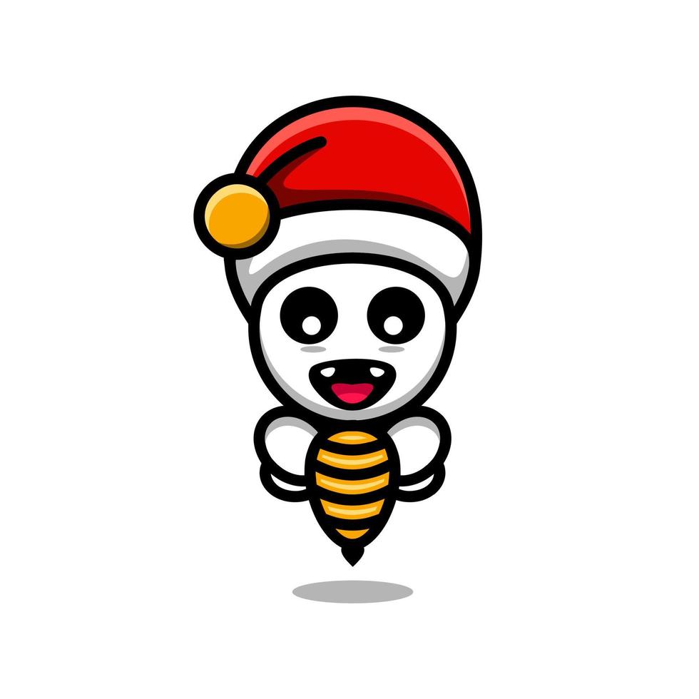 Honey bee wear Christmas hats in white background, vector logo design template for t shirt ,sticker etc,as you editable all you wish