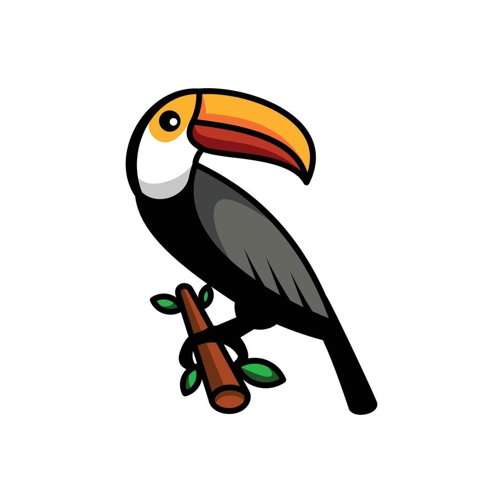 diseño de logotipo de dibujos animados de mascota de pájaros tucanes.Adecuado para industrias creativas, tienda de pájaros, camisetas, pegatinas, etc. vector