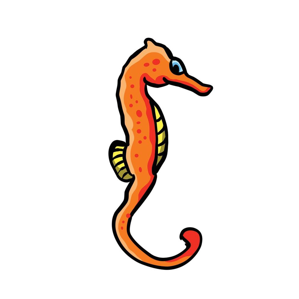 Seahorse unique vector logo design in color orange