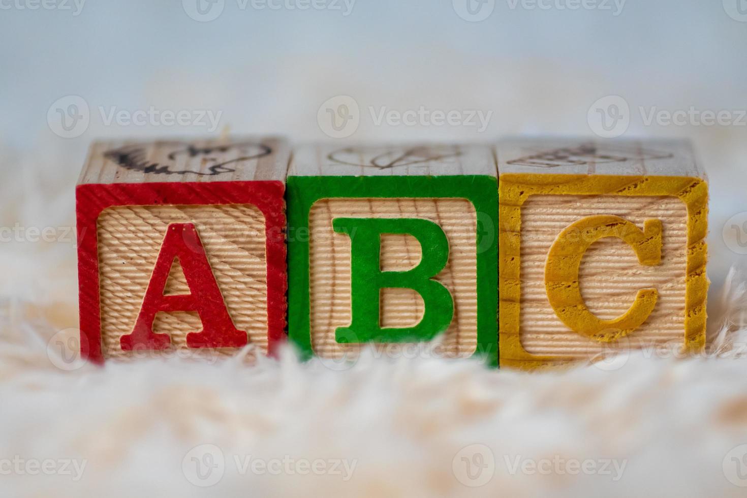 ABC wooden block in a row photo