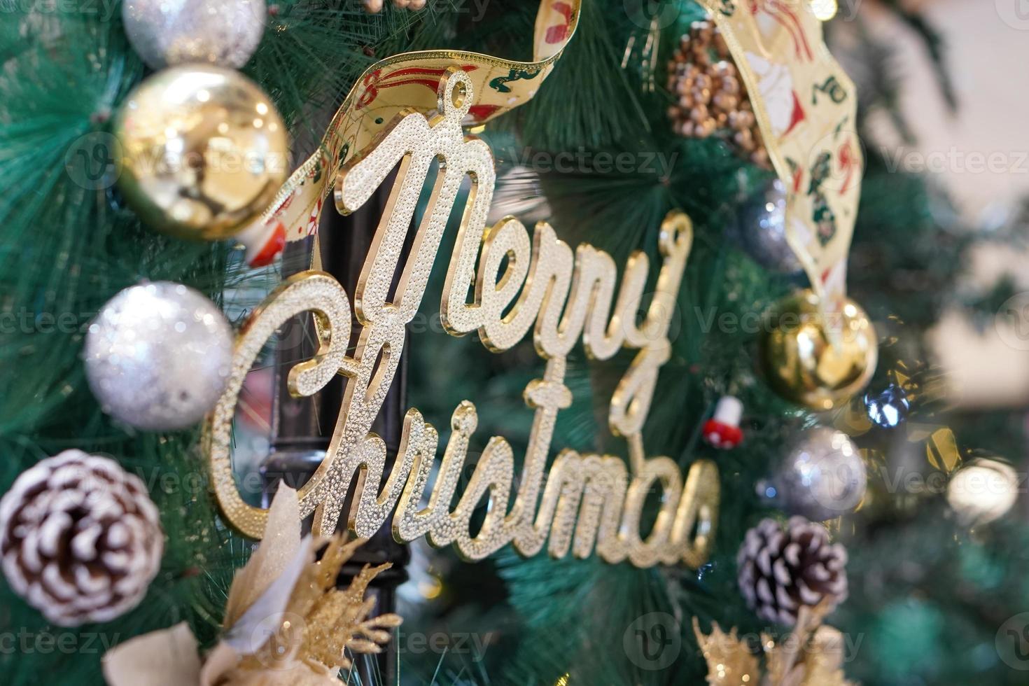 Close up Merry Christmas world wreath photo