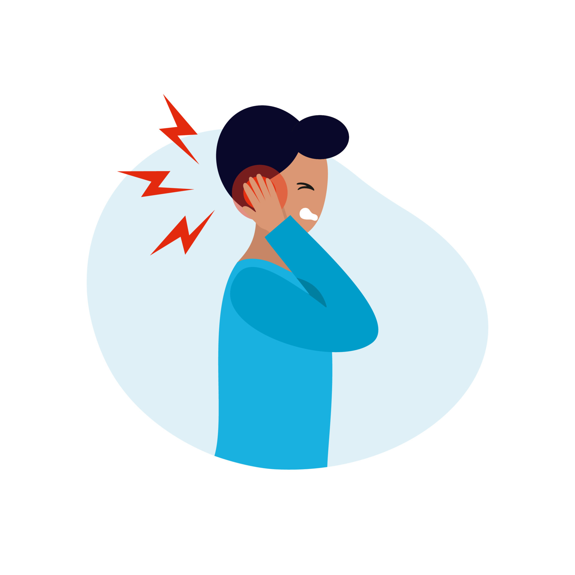 The man has an earache. Otitis media in the ear. Symptoms of hearing aid  diseases. Vector character in a flat style. 4773684 Vector Art at Vecteezy