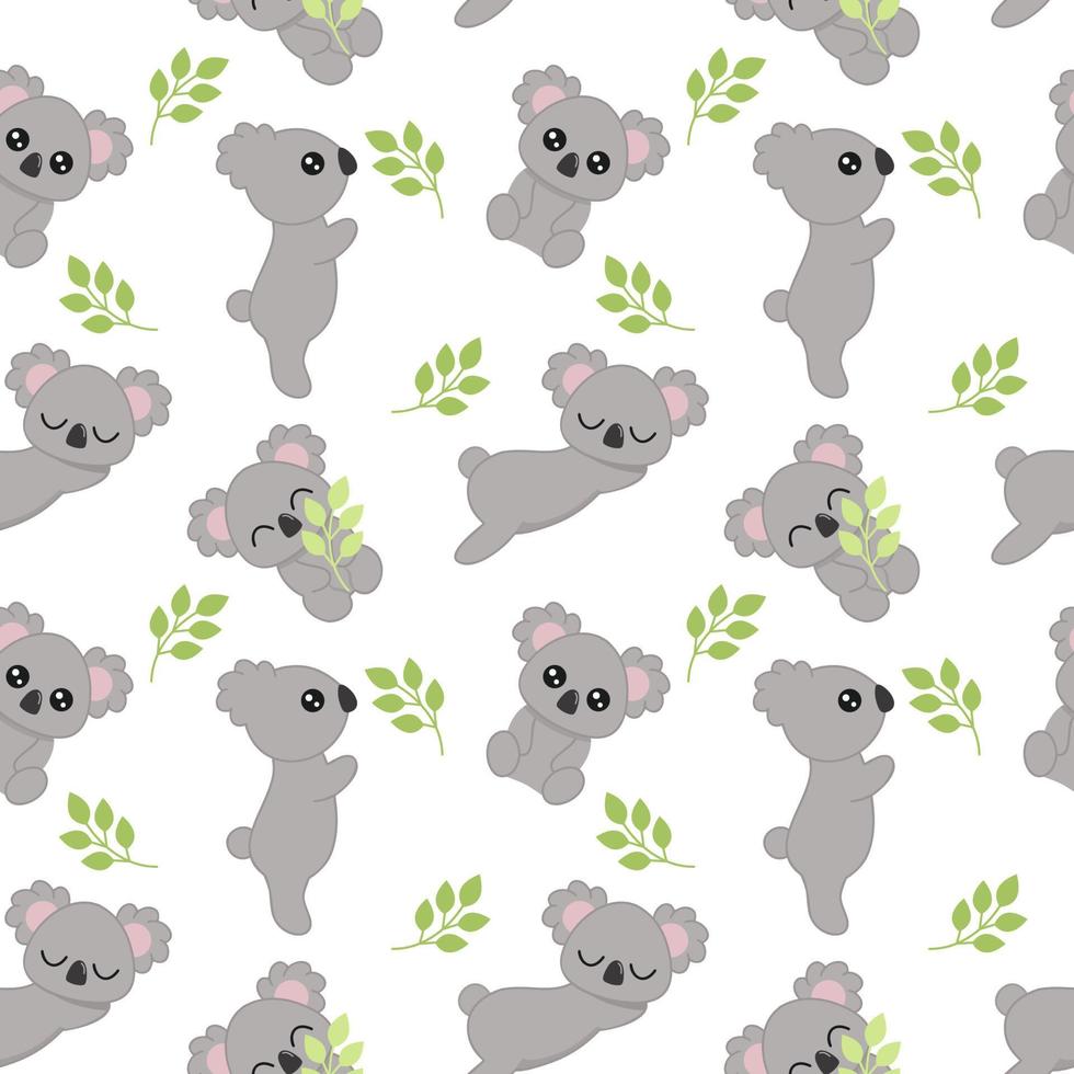 patrón sin fisuras con lindos koalas. Fondo con un koala para coser ropa infantil, estampado en tela y funda. vector