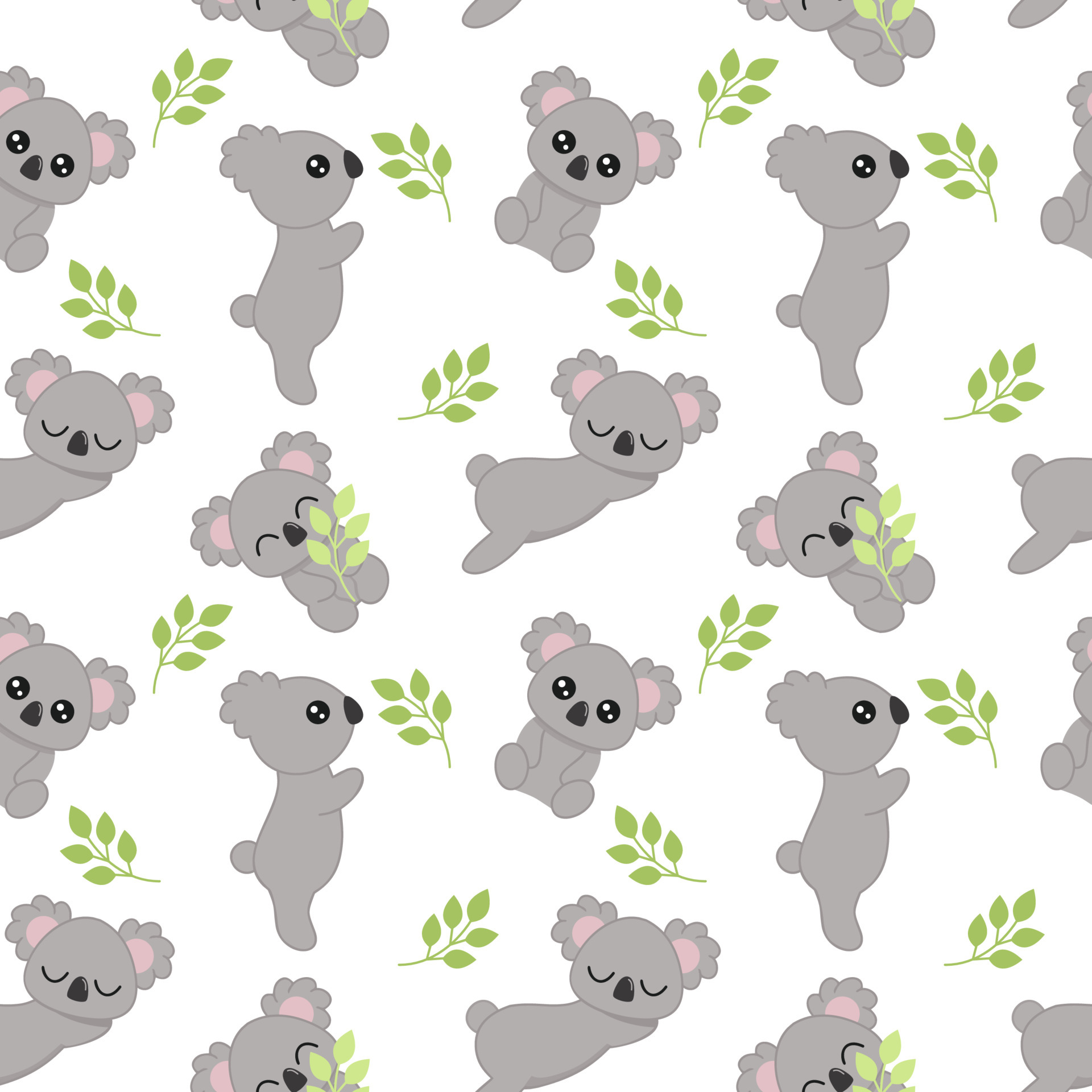 Seamless pattern with cute koalas. Background with a koala for sewing