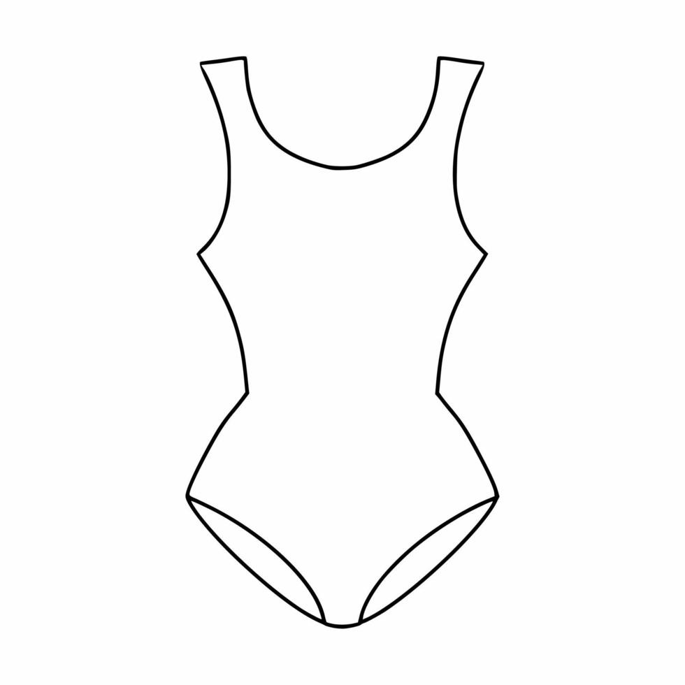 Women's swimsuit drawn with a contour line. Drawing of a body by hand. Underwear for women. vector
