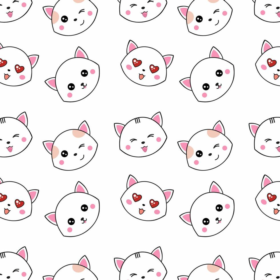 Endless seamless pattern with cute Japanese-style kittens. Background for tailoring. Wallpaper for printing on fabric and packaging paper. vector