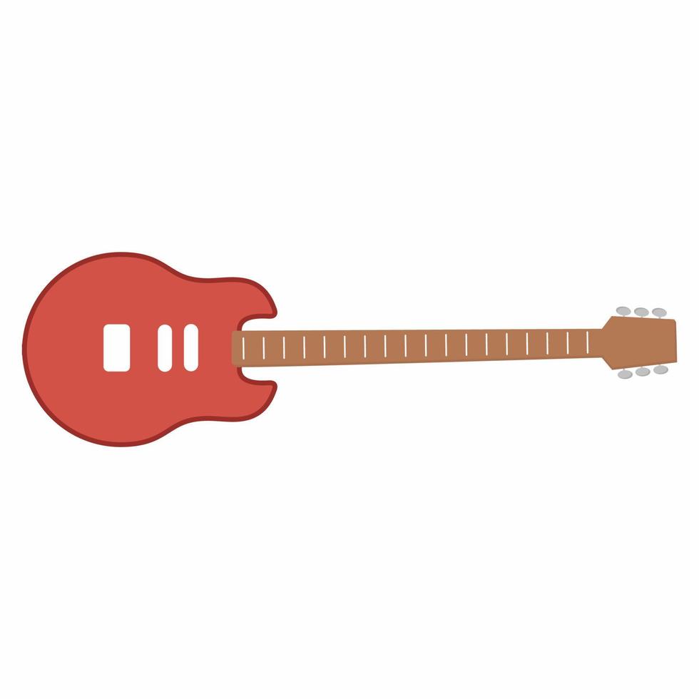 guitarra roja aislada en un fondo blanco. ilustración vectorial de un instrumento musical. vector