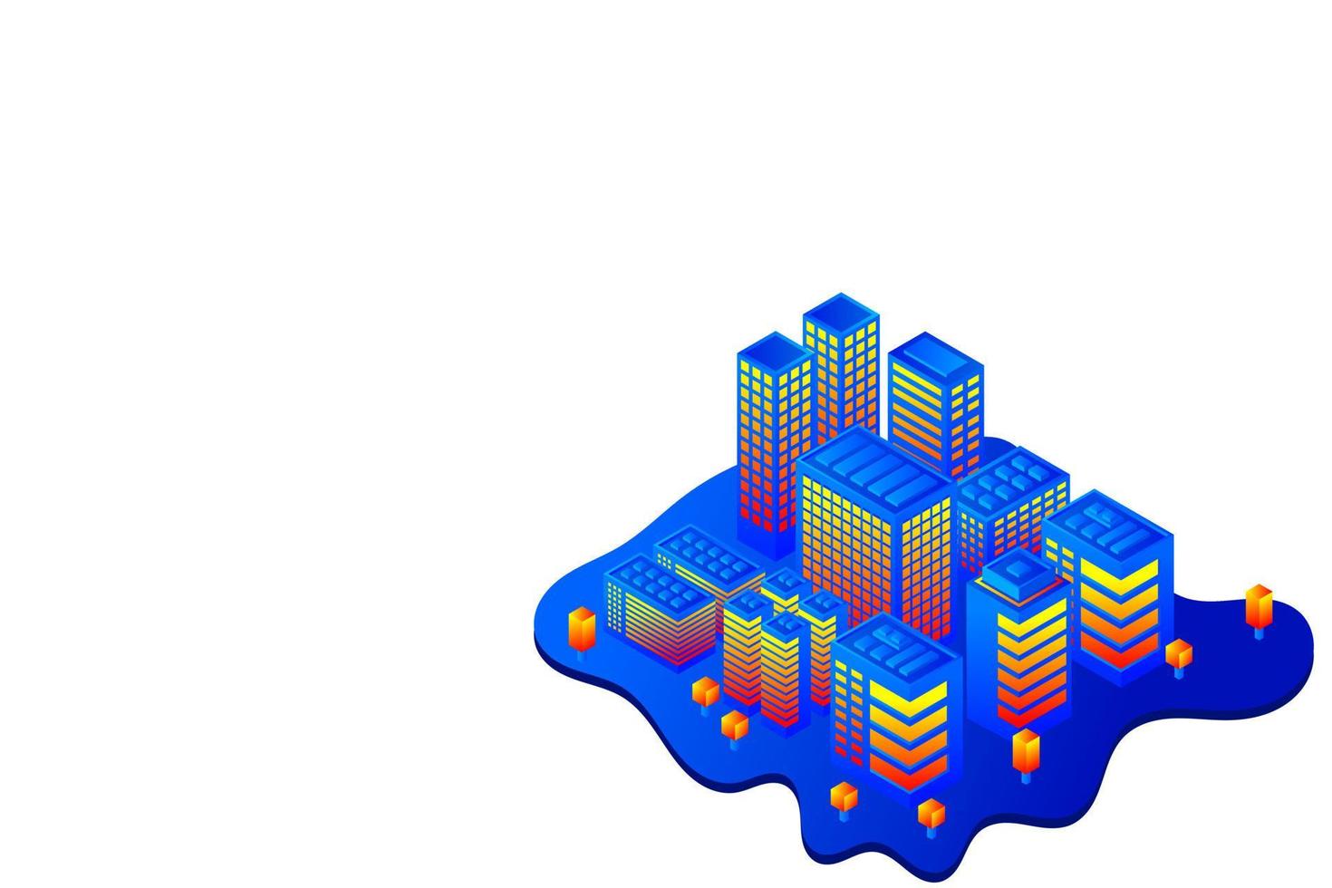 Isometric Future City. Real estate and construction industry concept vector